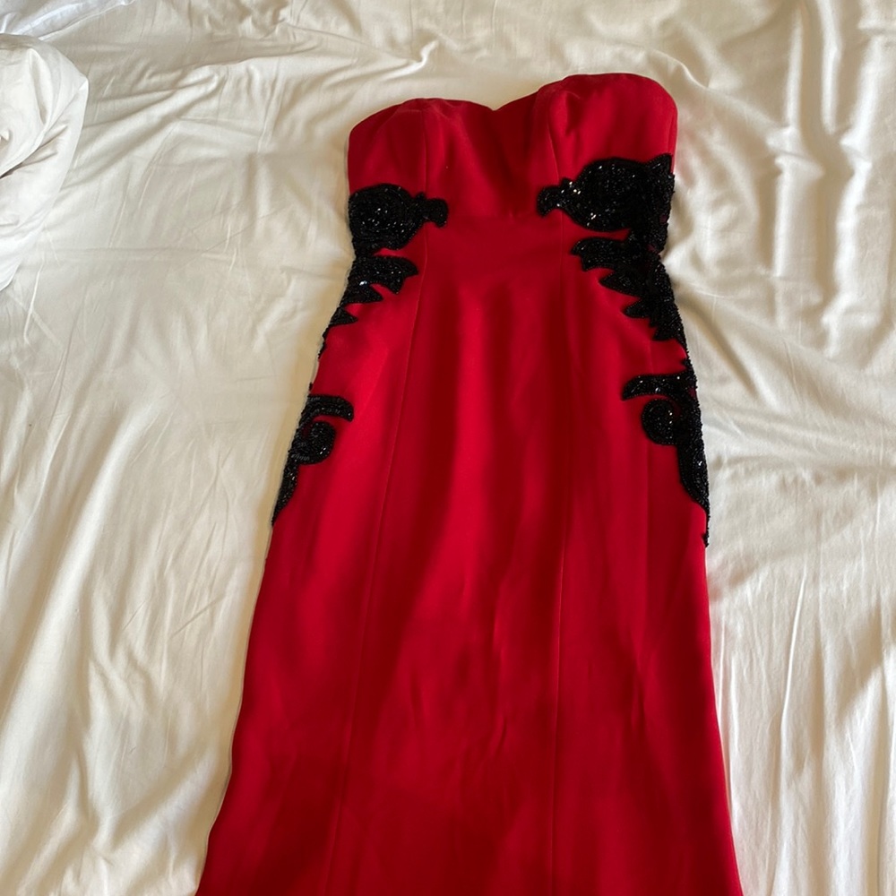 Monique Lhullier Couture Gown, Red, Size 0